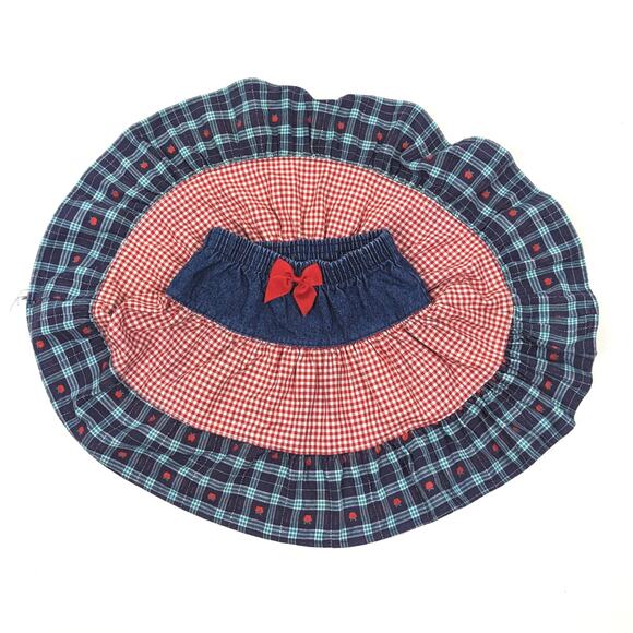 Vintage Kaboom Skirt Girls Size 5 Denim Patchwork Twirly Mini - Picture 3 of 5